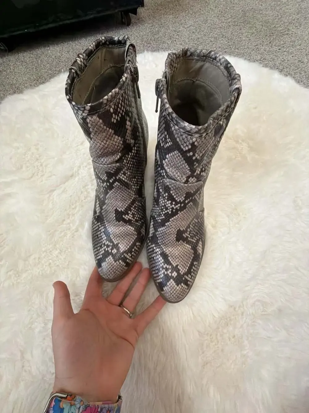 Carlos by Carlos Santana Women's Snakeskin Print Block Heel Ankle Booties